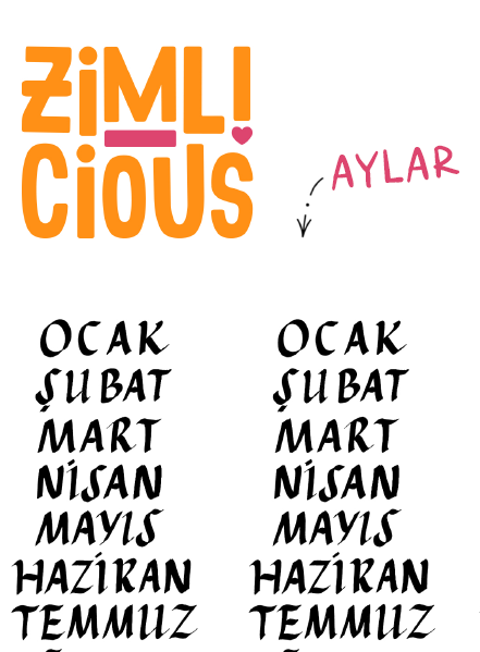 El Yazısı Türkçe Günler ve Aylar - Parallel Pen