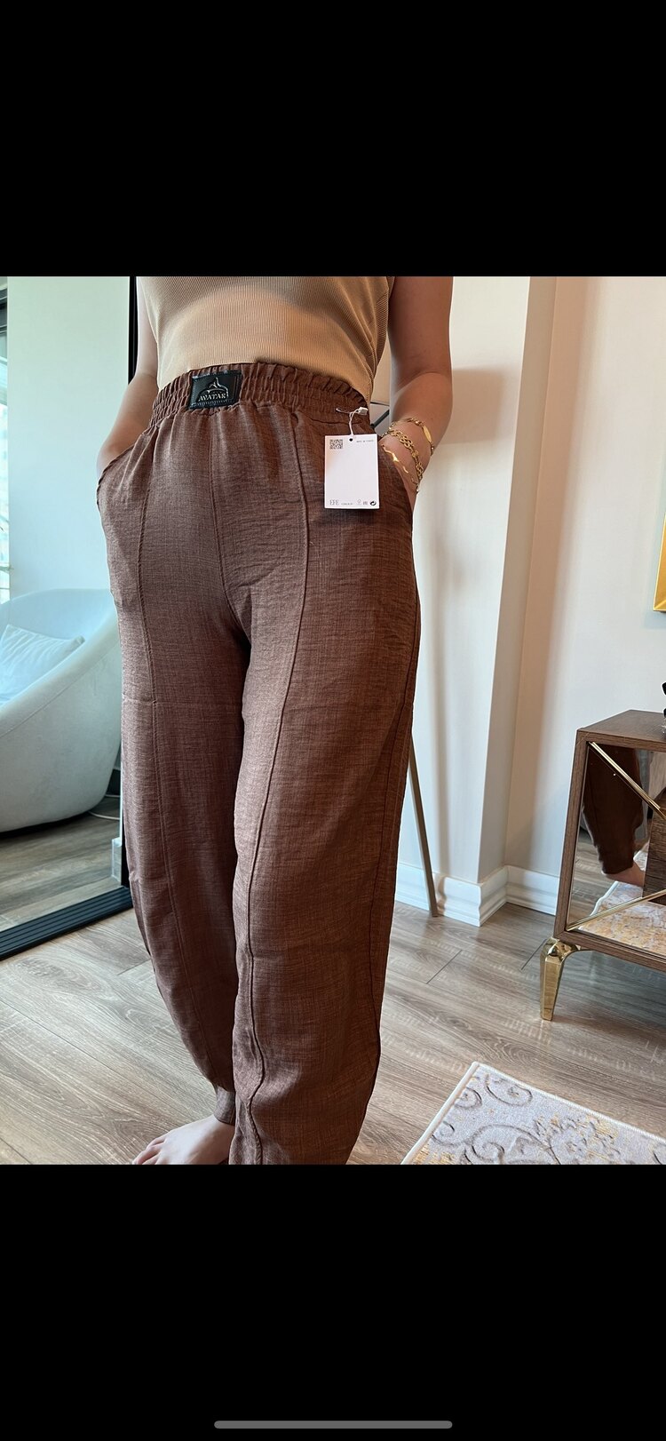 Şalvar kesim keten pantolon