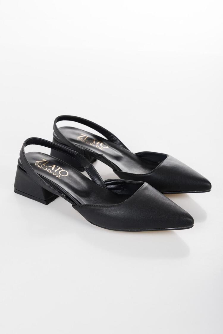 Siyah Arkası Açık Stiletto 