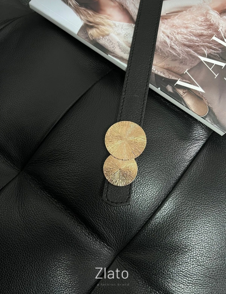 Zlato Kadın Siyah Gold Toka Detaylı Şık ve Zarif Kemer