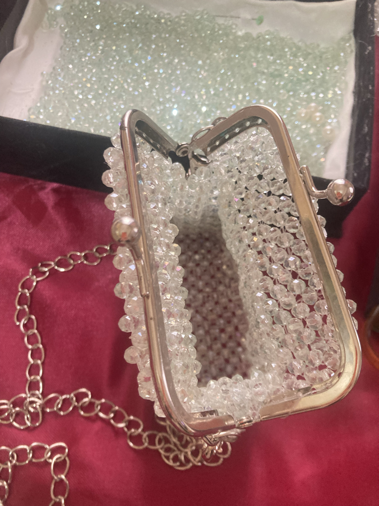 Klipsli kristal mini çanta
