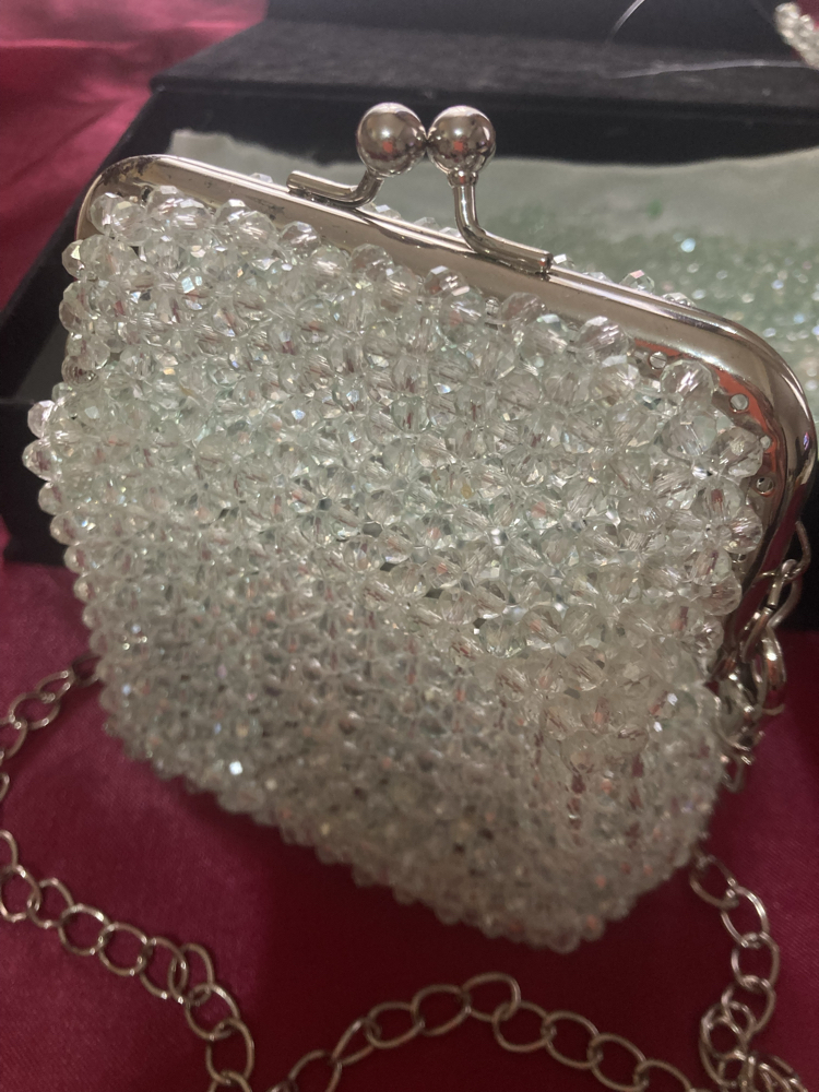 Klipsli kristal mini çanta