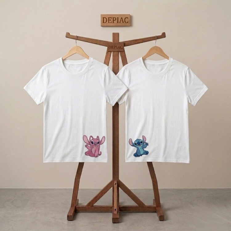 stich and angel tişört