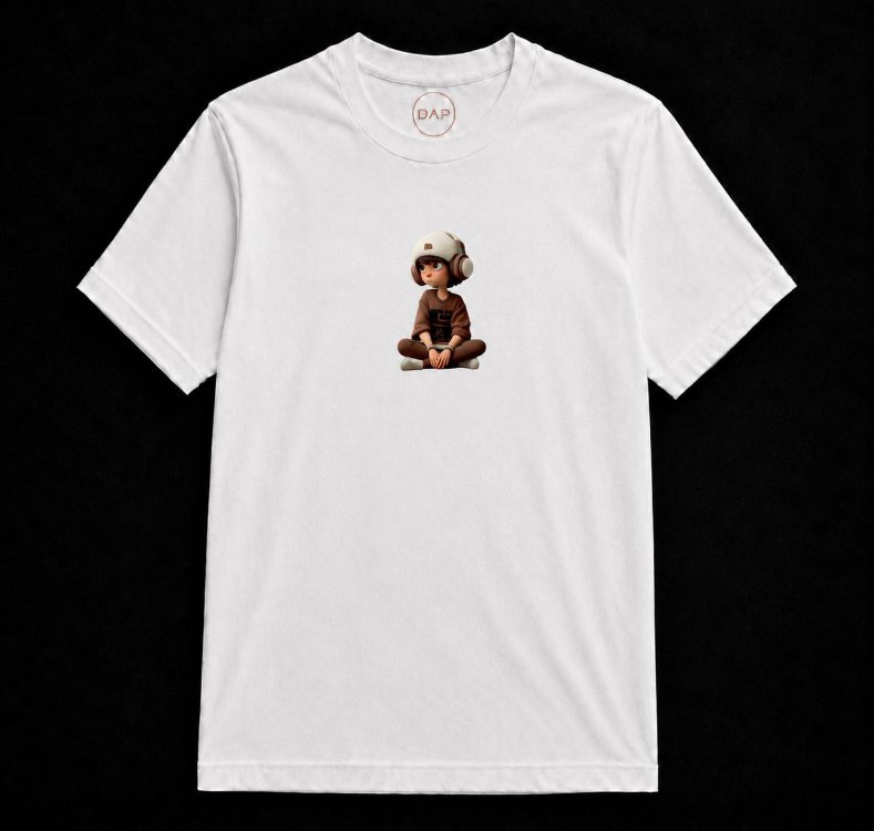Oturan Çocuk Baskılı T-shirt 