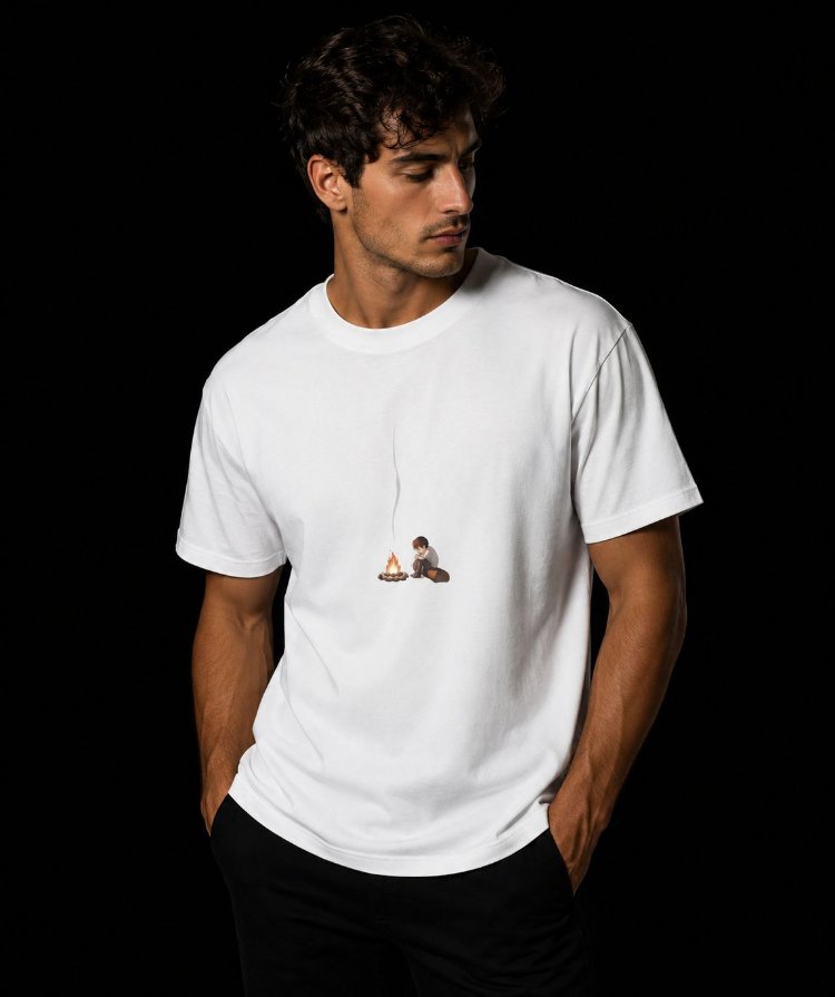 Ateş Başında Baskılı T-shirt 