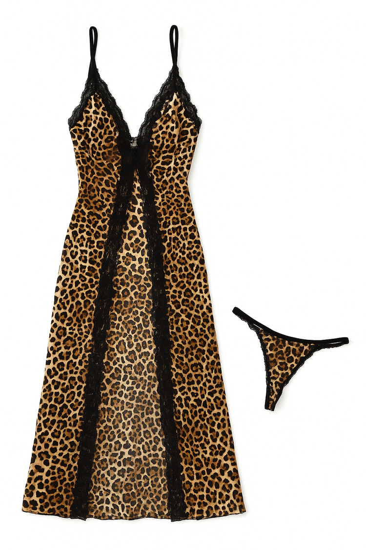 Leopar Desenli Gecelik