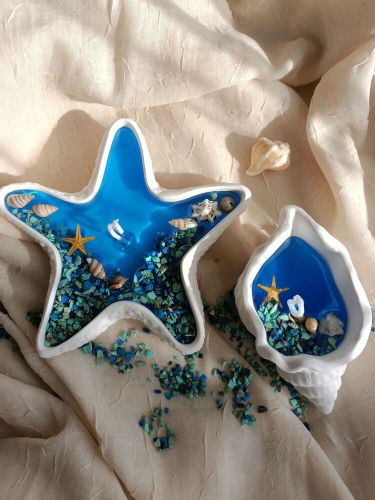 ikili deniz yıldızı ve midye jel mum
