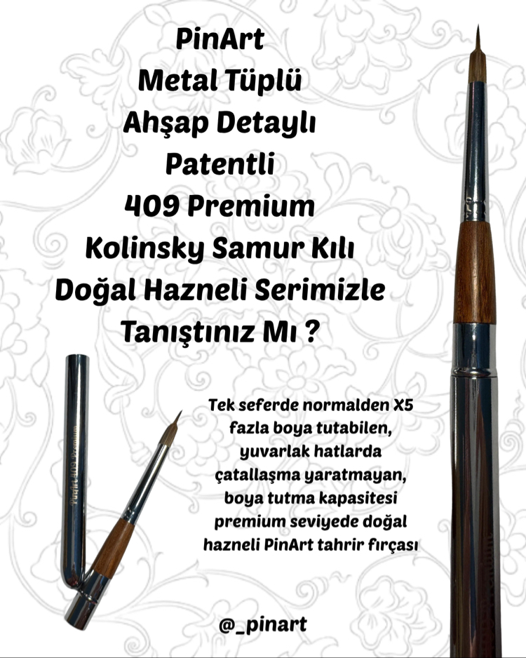 1 adet Metal kapaklı Premium Doğal Hazneli Çini Tahrir Fırçası