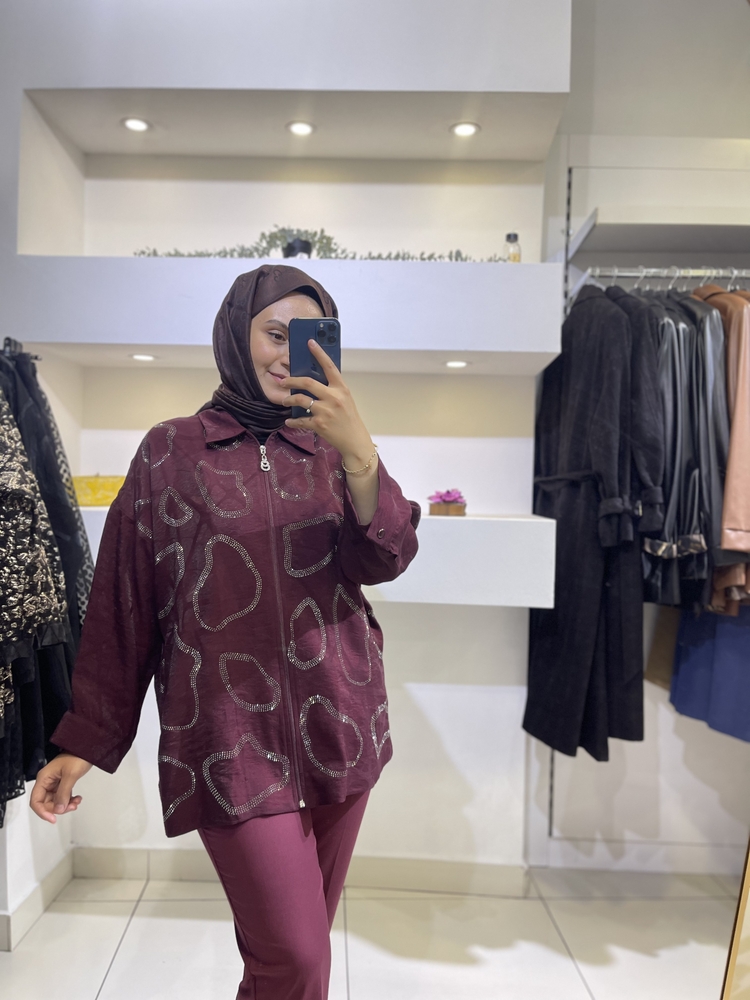 Taşlı tunik ceket