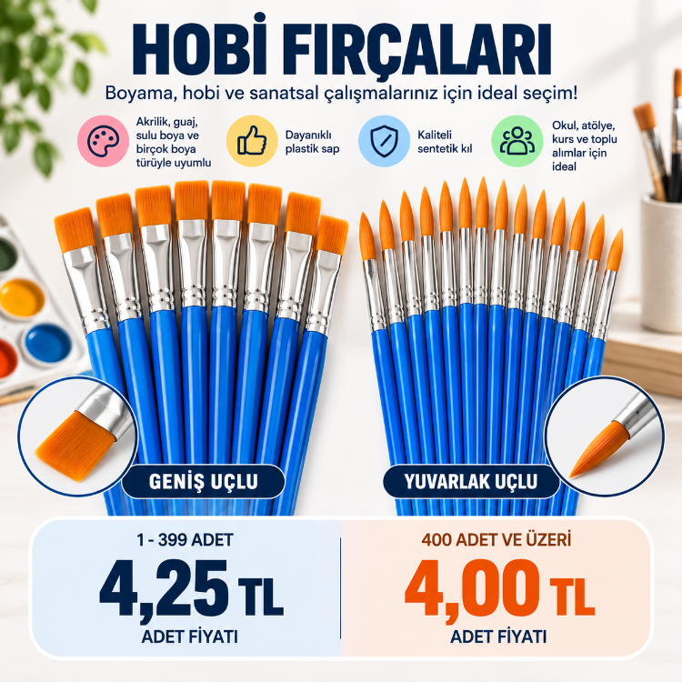 Promosyon Hobi Fırçası (1 Paket İçerisinde 25 Adet Fırça Bulunmaktadır)