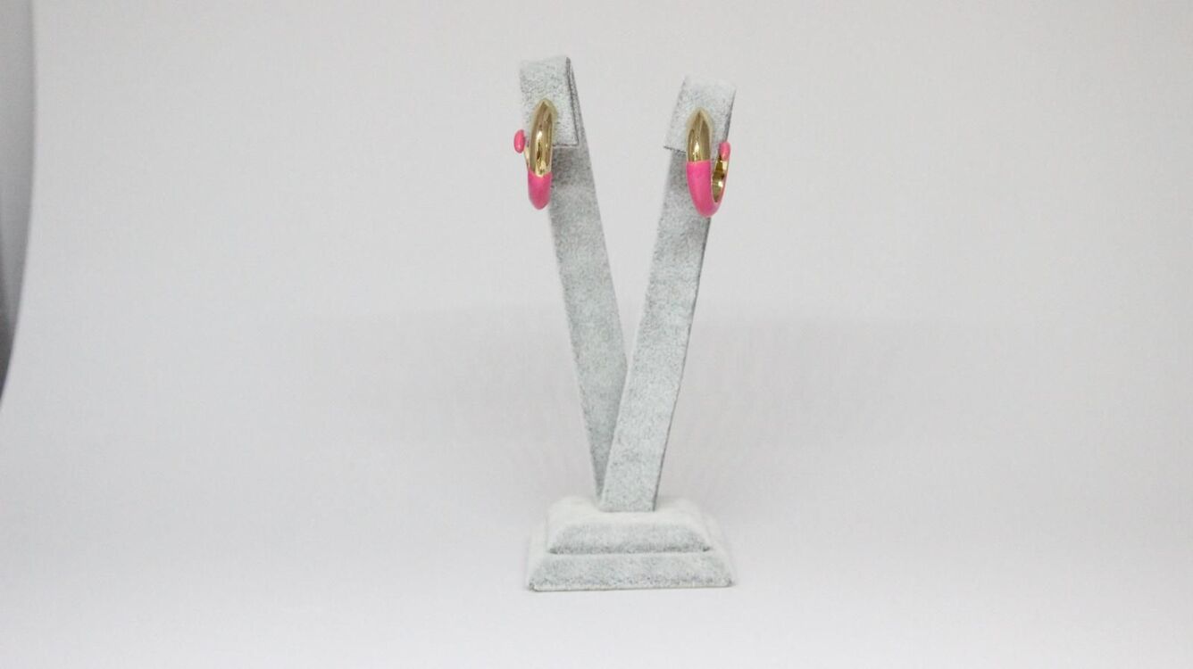 Gold Detaylı Pembe Helezon Küpe