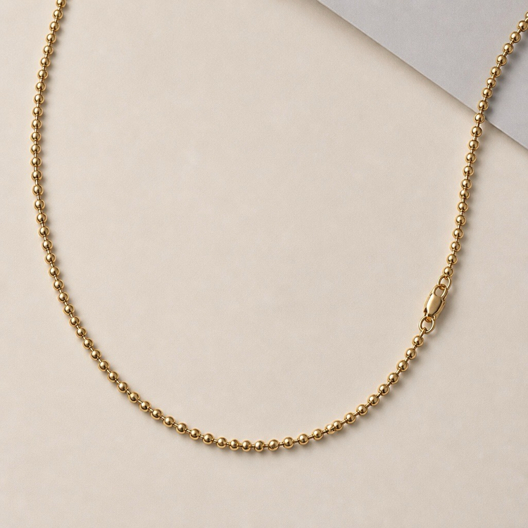 14K Kaplama Top Sıralı Kolye