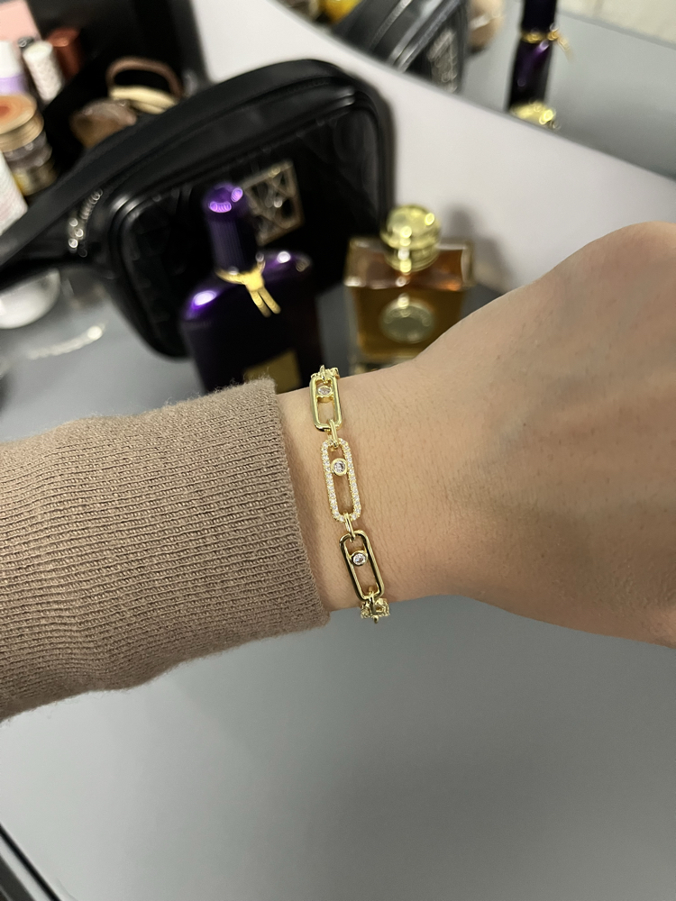 14K Kaplama Dikdörtgen Model Vip Bileklik