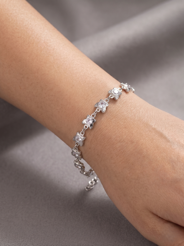 925 Ayar Gümüş Kelebek Figürlü Zirkon Taşlı El İşçiliği Minimal Bileklik | Acer Silver