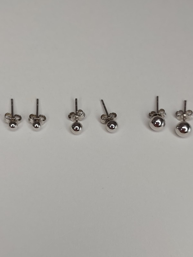 925 Ayar Gümüş 3'lü Küpe Seti (3-4-5 mm) Avantajlı Paket - Acer Silver
