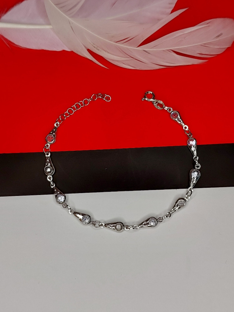 925 Ayar Gümüş Damla Model Zirkon Taşlı El İşçiliği Bileklik | Acer Silver