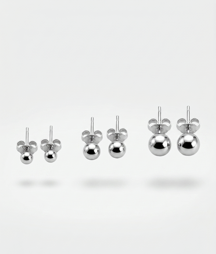 925 Ayar Gümüş 3'lü Küpe Seti (3-4-5 mm) Avantajlı Paket - Acer Silver