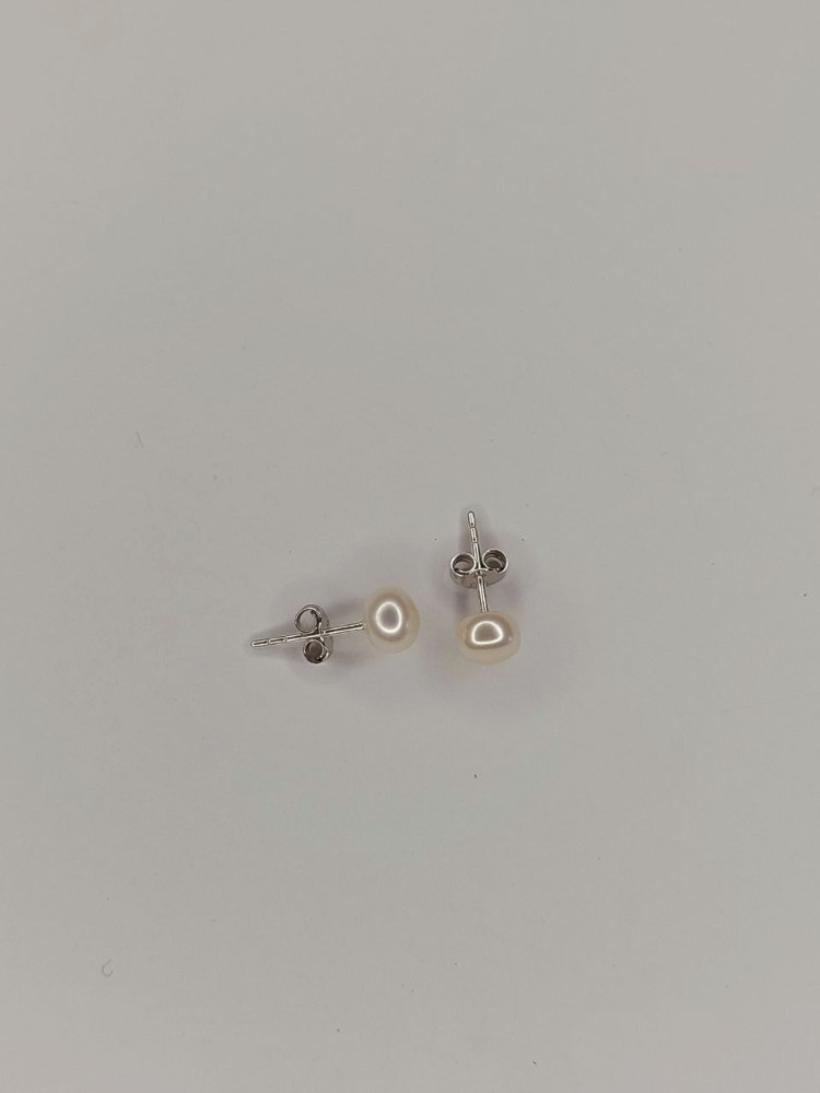 925 Ayar Gümüş 6,5 mm Zarif İnci Vidalı Küpe - Acer Silver