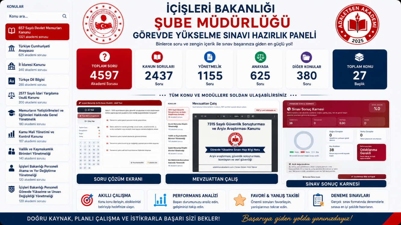 İÇİŞLERİ BAKANLIĞI ŞUBE MÜDÜRLÜĞÜ SINAVI