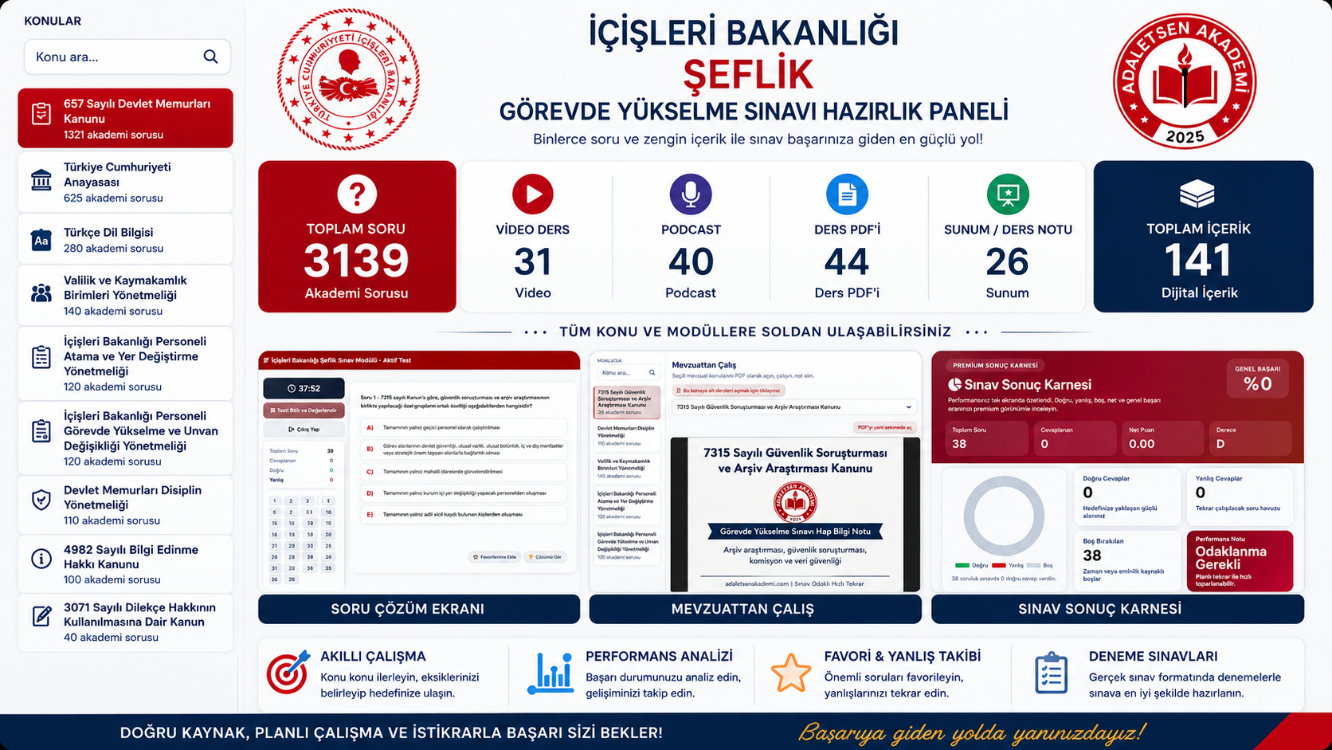 İÇİŞLERİ BAKANLIĞI ŞEFLİK SINAVI PAKETİ
