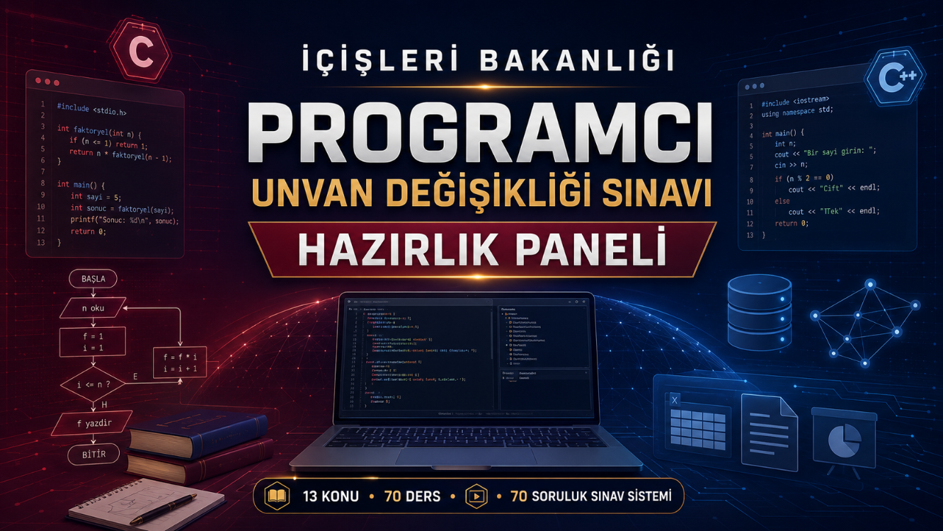 İÇİŞLERİ BAKANLIĞI ÜNVAN DEĞİŞİKLİĞİ SINAVI PROGRAMCI HAZIRLIK PAKETİ