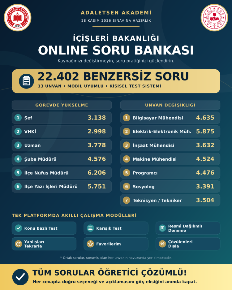İÇİŞLERİ BAKANLIĞI ONLİNE SORU BANKASI