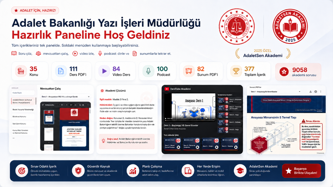 ADALET BAKANLIĞI YAZI İŞLERİ MÜDÜRLÜĞÜ SINAVI