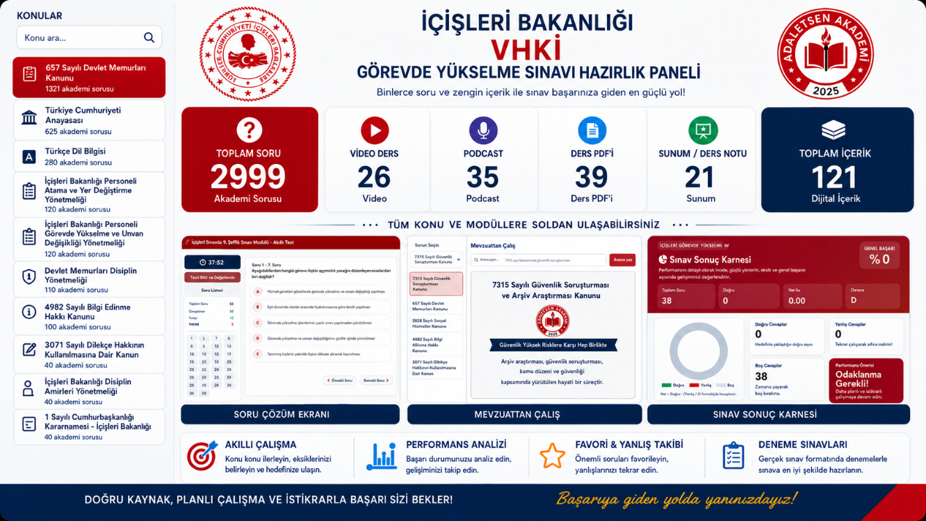 İÇİŞLERİ B AKANLIĞI VHKİ SINAVI PAKETİ