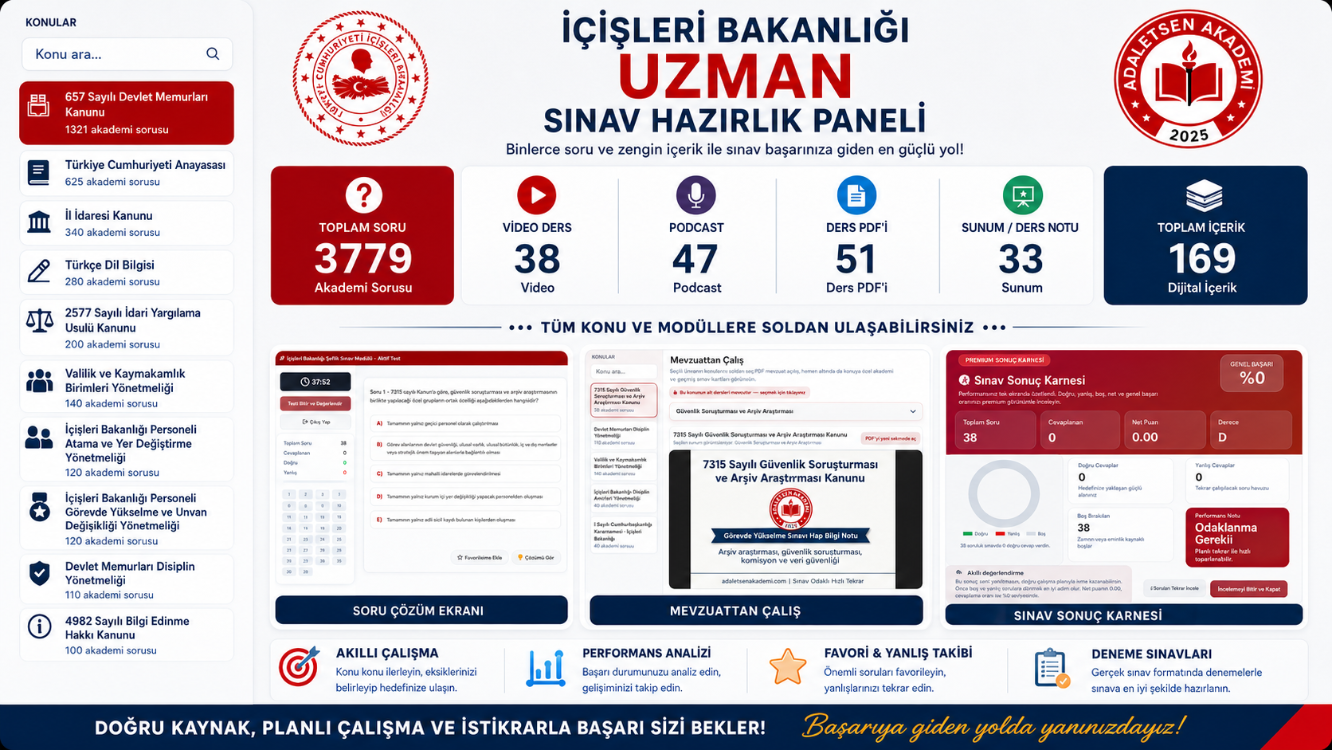İÇİŞLERİ BAKANLIĞI UZMAN SINAVI PAKETİ