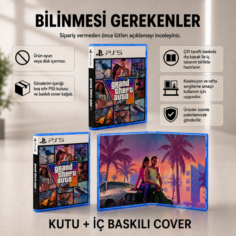 Boş PS5 Uyumlu Oyun Kutusu + Baskılı Kapak Kağıdı (1 Adet)