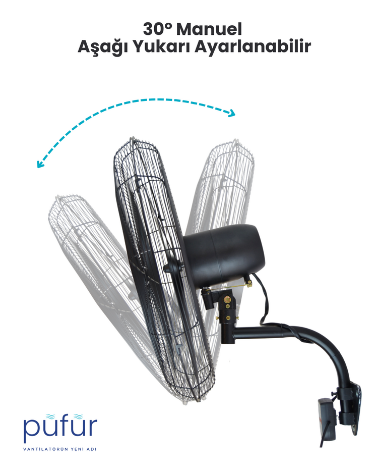 Püfür Kumandalı, Zaman Ayarlı Sanayi Duvar Tipi Endüstriyel Vantilatör 65 Cm