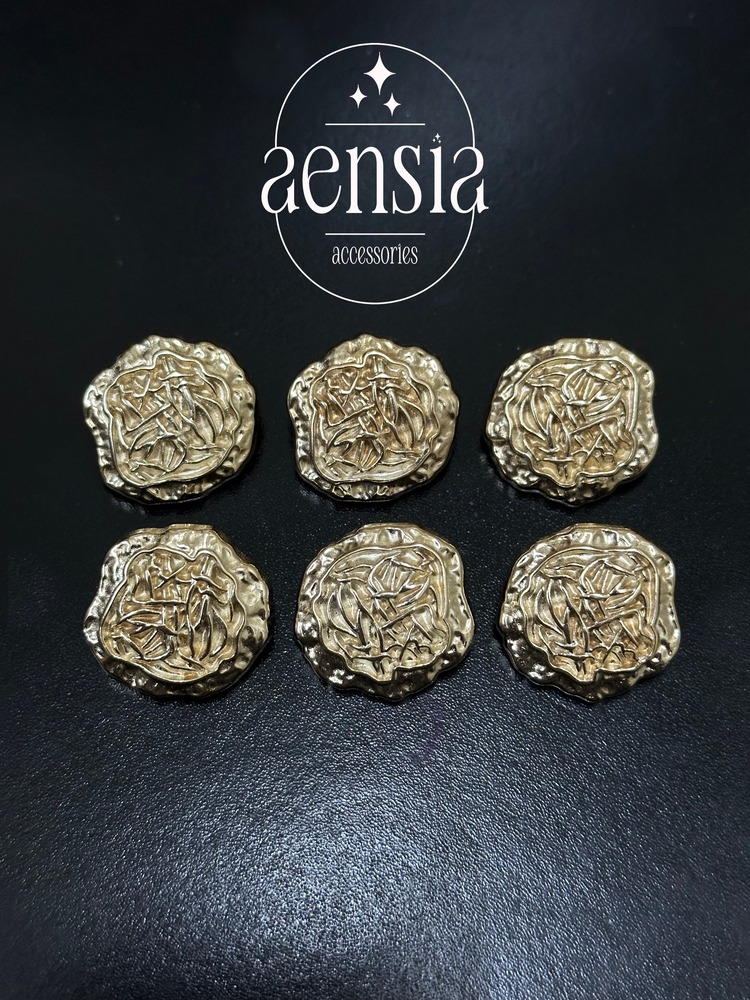 Buruşuk Üzeri İplik Ağ Desen Kabartılı Metal Düğme 2,29 CM - 6lı Paket