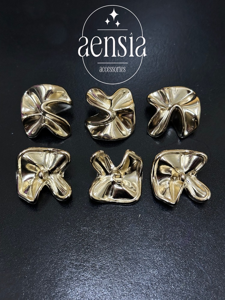 Burgu Çiçek Model Özel Tasarım Metal Düğme 2,54 CM - 6lı Paket