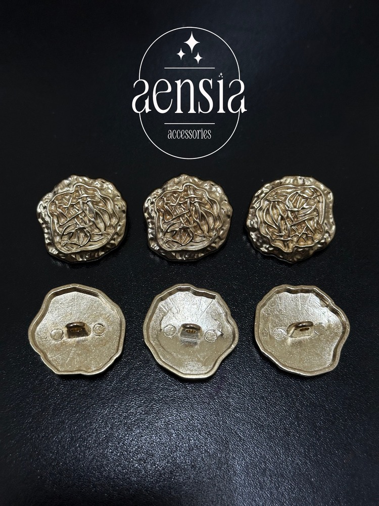 Buruşuk Üzeri İplik Ağ Desen Kabartılı Metal Düğme 2,29 CM - 6lı Paket