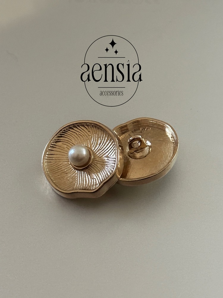Gold Altın Ortası İncili İstiridye Model Metal 2,29 CM Düğme - 6lı Paket