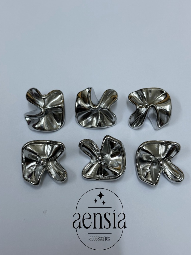 Burgu Çiçek Model Özel Tasarım Metal Düğme 2,54 CM - 6lı Paket