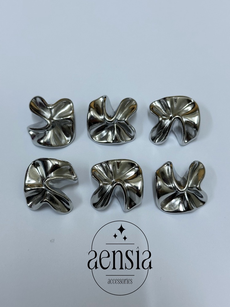 Burgu Çiçek Model Özel Tasarım Metal Düğme 2,54 CM - 6lı Paket