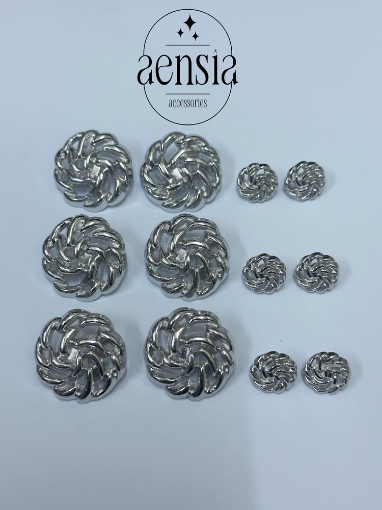 Düğüm Yumak Örgü Model Metal Düğme Seti - 12li Paket (6 Büyük+ 6 Küçük)