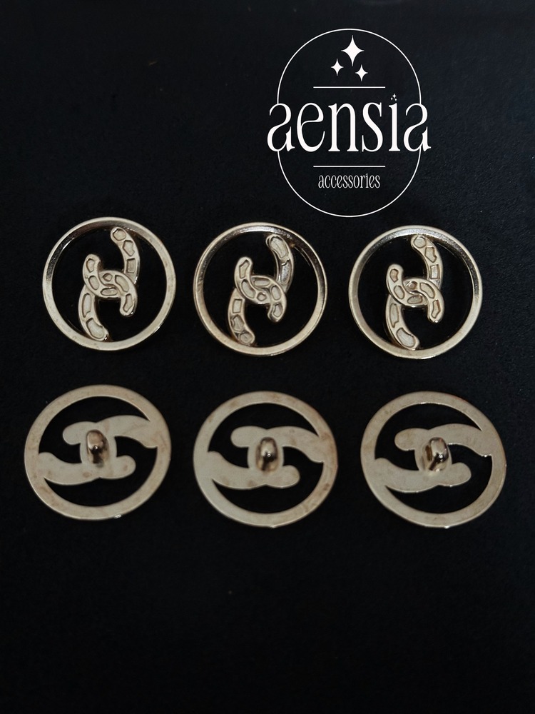 Boşluklu Ortası Yarım Zincir Model Metal Düğme 2,29 CM- 6lı Paket