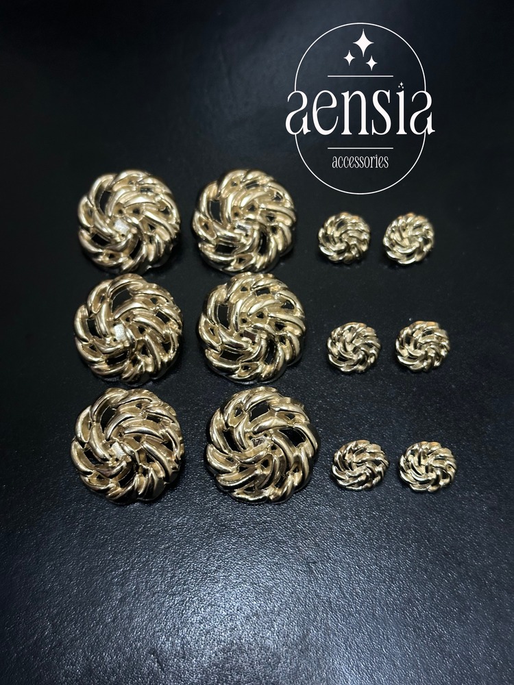 Düğüm Yumak Örgü Model Metal Düğme Seti - 12li Paket (6 Büyük+ 6 Küçük)