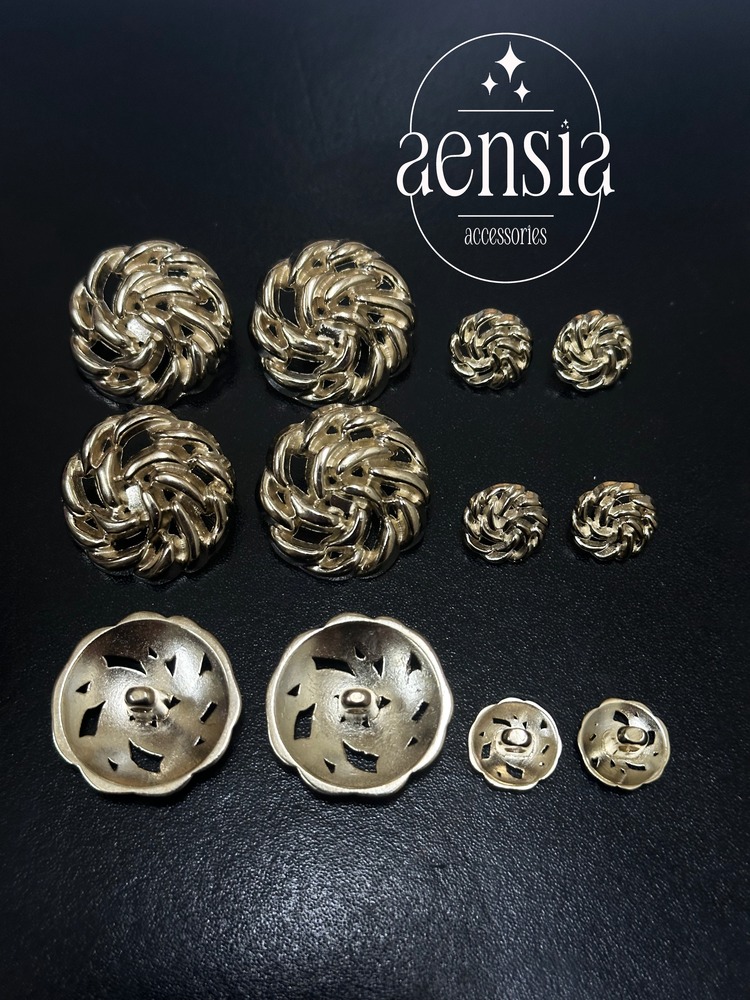 Düğüm Yumak Örgü Model Metal Düğme Seti - 12li Paket (6 Büyük+ 6 Küçük)