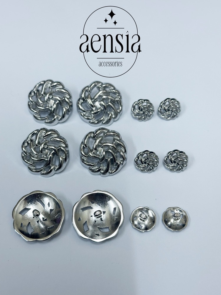 Düğüm Yumak Örgü Model Metal Düğme Seti - 12li Paket (6 Büyük+ 6 Küçük)