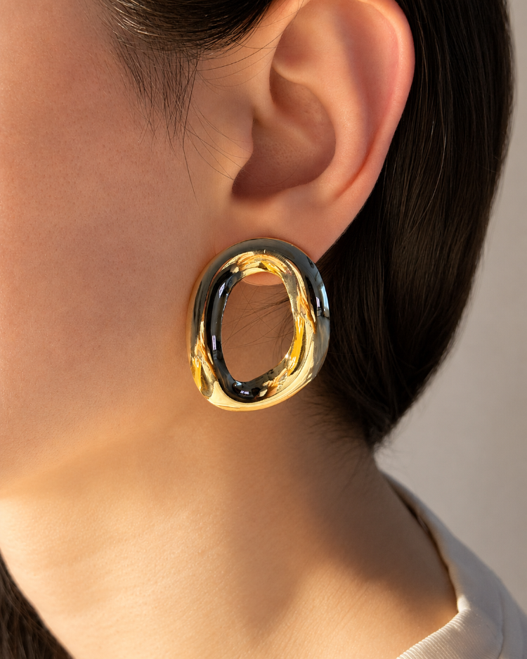 Gold Oval Küpe
