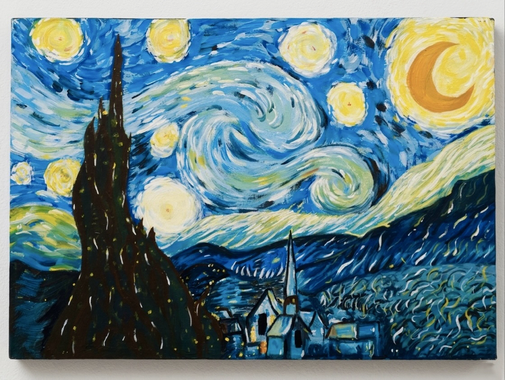 The Starry Night / Hand-Painted Acrylic Canvas