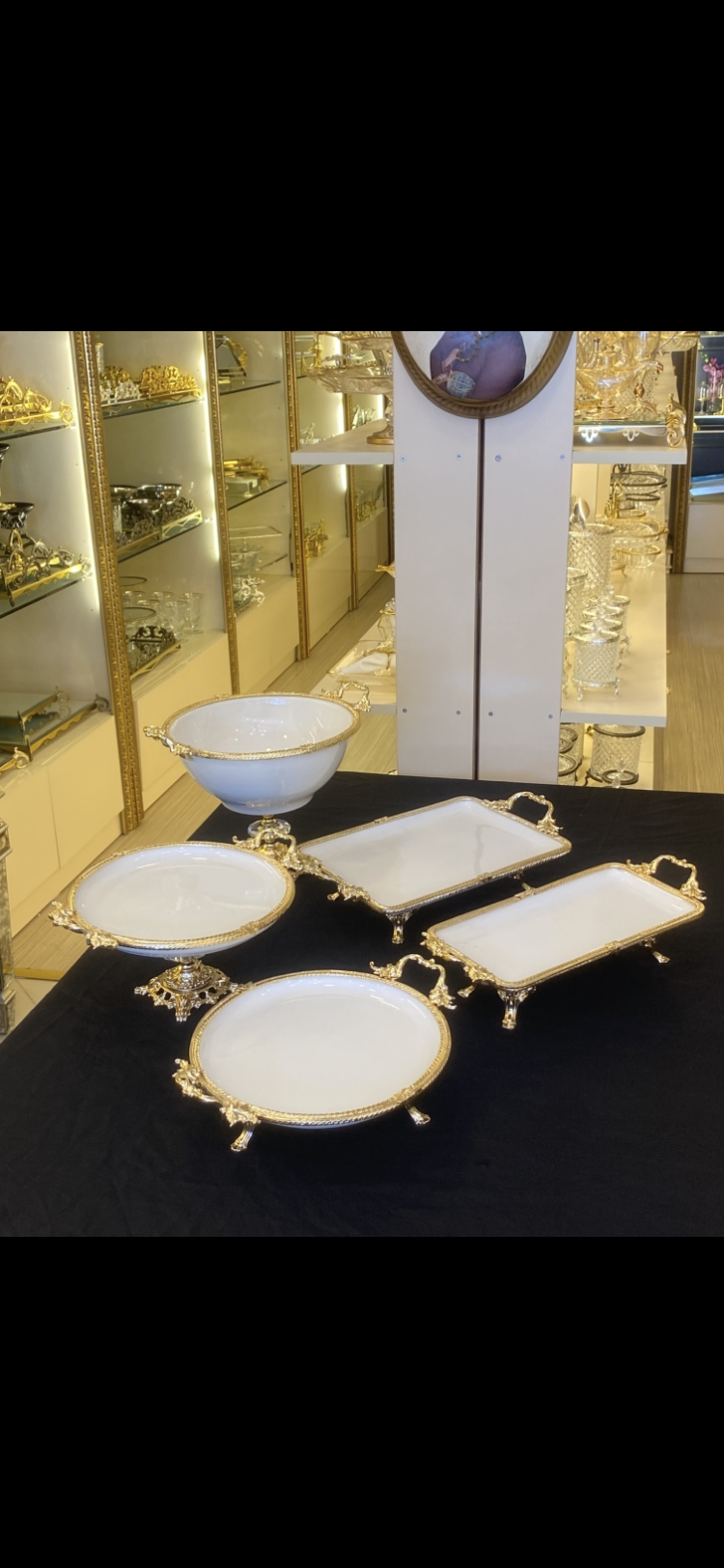 5 li gold çerçeveli porselen set