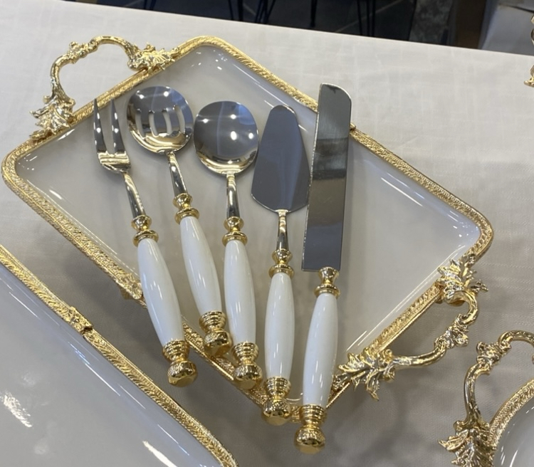 5 li gold porselen servis kaşık seti