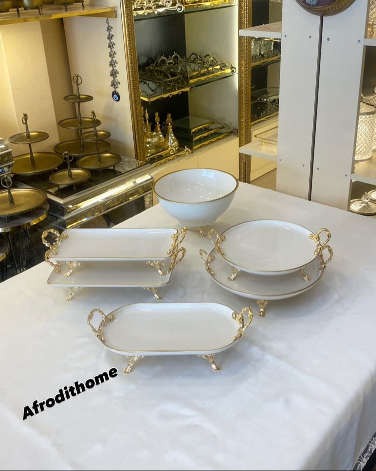 Gold kulplu 6 parça porselen set