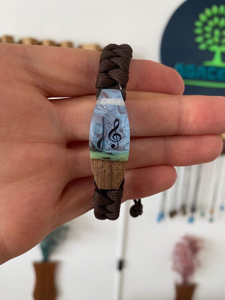 Saz - Bağlama motifli Erkek bileklik 