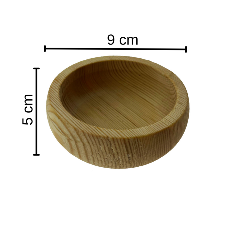 4 Adet 9 CM Çapında Çam Ağacından Ahşap Çerezlik, Sunumluk Kase