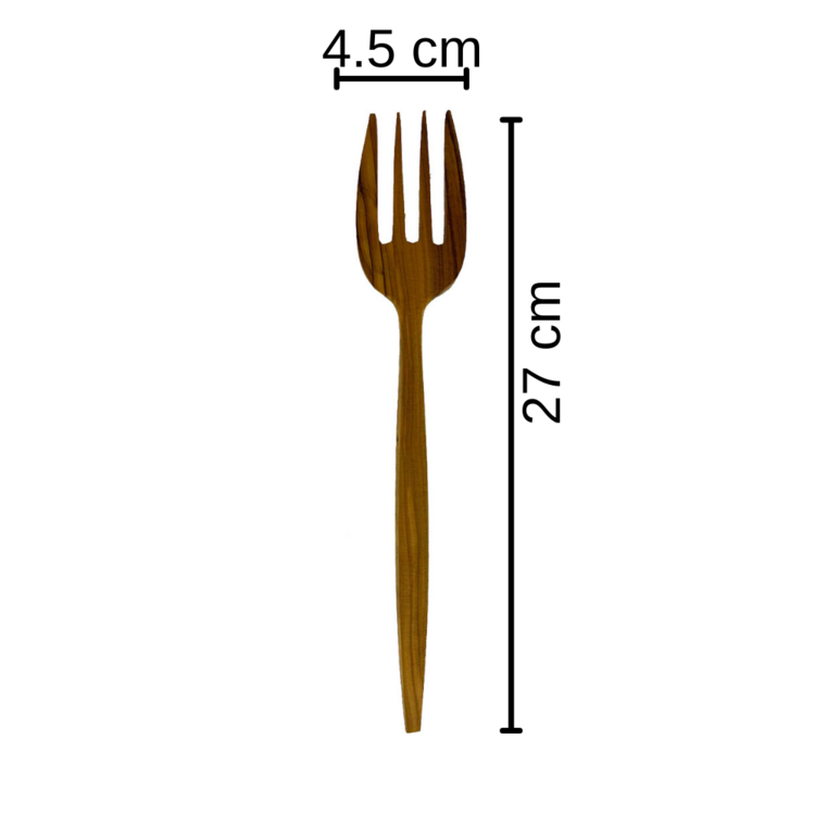 Zeytin Ağacından 27 Cm Isıya Dayanıklı AAhşap Büyük Yemek ve Servis Çatalı